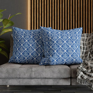 Blue Geometric Floral – 18x18 Square Cover - Dipaliz - Chair & Sofa Cushion Covers