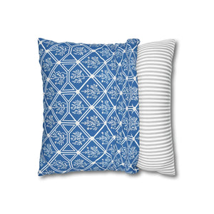 Blue Geometric Floral – 18x18 Square Cover - Dipaliz - Chair & Sofa Cushion Covers