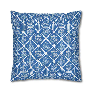 Blue Geometric Floral – 18x18 Square Cover - Dipaliz - Chair & Sofa Cushion Covers