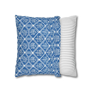 Blue Geometric Floral – 18x18 Square Cover - Dipaliz - Chair & Sofa Cushion Covers