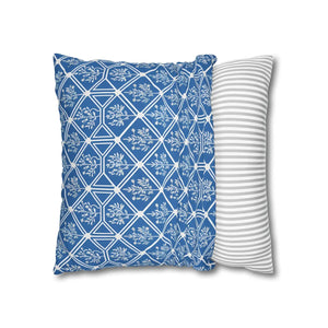 Blue Geometric Floral – 18x18 Square Cover - Dipaliz - Chair & Sofa Cushion Covers