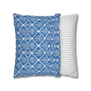 Blue Geometric Floral – 18x18 Square Cover - Dipaliz - Chair & Sofa Cushion Covers