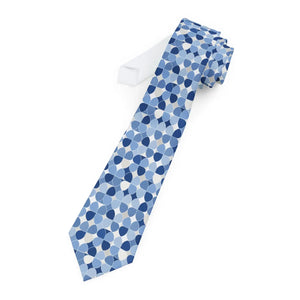 Modern Blue Geometric Necktie - Mosaic Satin - Dipaliz - Neckties