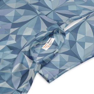 Blue Geometric Pattern Print Long Sleeve Midi Dress - Dipaliz - Dresses