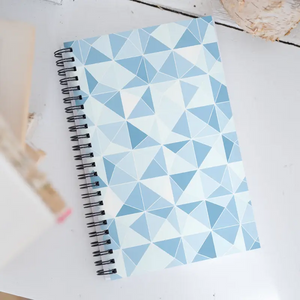 Blue Geometric Pattern Spiral Notebook Motivation Booster Dipaliz - Journals