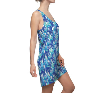 Geometric Racerback Dress – Blue Abstract Print - Dipaliz - Dresses - Xs