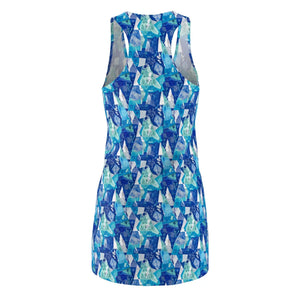 Geometric Racerback Dress – Blue Abstract Print - Dipaliz - Dresses - Xs