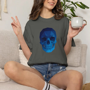 Blue Geometric Skull T-shirt - T-shirts