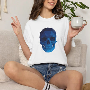 Blue Geometric Skull T-shirt - T-shirts
