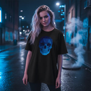 Blue Geometric Skull T-shirt - T-shirts