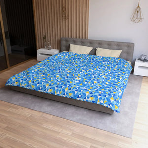 Blue Geometric Triangle Microfiber Duvet Cover - Dipaliz - Covers