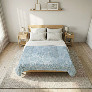 Blue Geometrical Pattern Cotton Comforter - Dipaliz - Home Decor