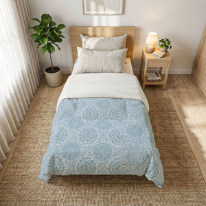 Blue Geometrical Pattern Cotton Comforter - Dipaliz - Home Decor