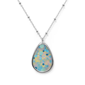 Elegant Oval Necklace Green Abstract Pattern Zinc - Dipaliz - Necklaces