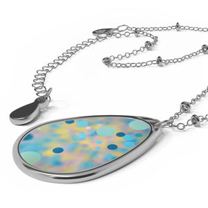 Elegant Oval Necklace Green Abstract Pattern Zinc - Dipaliz - Necklaces