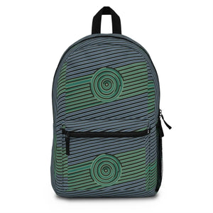 Vivid Blue Green Striped Backpack - School and Travel - Dipaliz - Backpacks