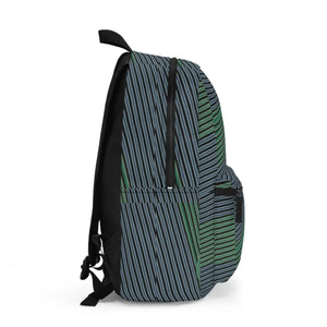 Vivid Blue Green Striped Backpack - School and Travel - Dipaliz - Backpacks