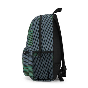 Vivid Blue Green Striped Backpack - School and Travel - Dipaliz - Backpacks