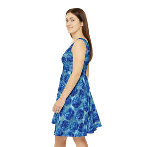Blue Hydrangea Skater Dress Floral Summer Sundress Dipaliz - Dresses