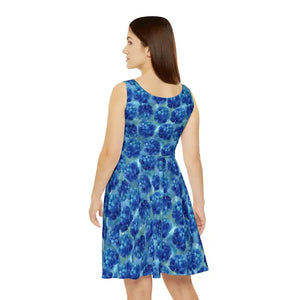 Blue Hydrangea Skater Dress Floral Summer Sundress Dipaliz - Dresses