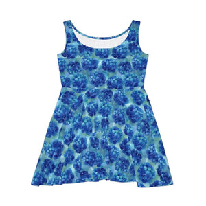 Blue Hydrangea Skater Dress Floral Summer Sundress Dipaliz - Dresses