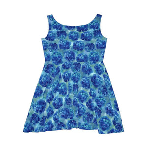 Blue Hydrangea Skater Dress Floral Summer Sundress Dipaliz - Dresses