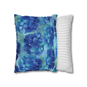 Blue Hydrangea Square Pillowcase Poly Canvas - Dipaliz - Chair & Sofa Cushion Covers