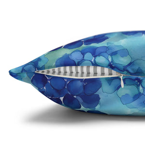 Blue Hydrangea Square Pillowcase Poly Canvas - Dipaliz - Chair & Sofa Cushion Covers
