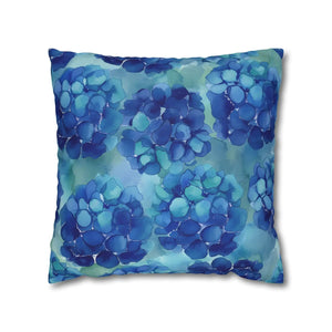 Blue Hydrangea Square Pillowcase Poly Canvas - Dipaliz - Chair & Sofa Cushion Covers