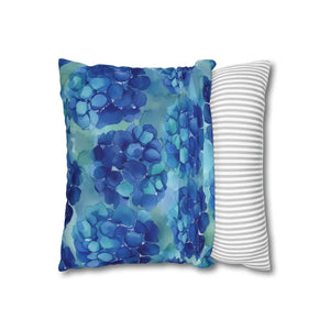Blue Hydrangea Square Pillowcase Poly Canvas - Dipaliz - Chair & Sofa Cushion Covers