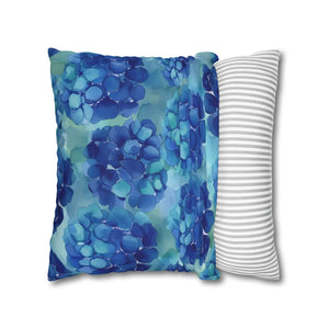 Blue Hydrangea Square Pillowcase Poly Canvas - Dipaliz - Chair & Sofa Cushion Covers