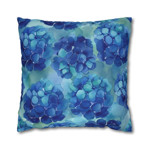 Blue Hydrangea Square Pillowcase Poly Canvas - Dipaliz - Chair & Sofa Cushion Covers