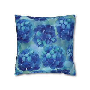 Blue Hydrangea Square Pillowcase Poly Canvas - Dipaliz - Chair & Sofa Cushion Covers
