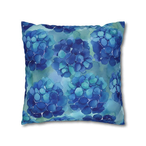 Blue Hydrangea Square Pillowcase Poly Canvas - Dipaliz - Chair & Sofa Cushion Covers