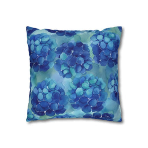 Blue Hydrangea Square Pillowcase Poly Canvas - Dipaliz - Chair & Sofa Cushion Covers