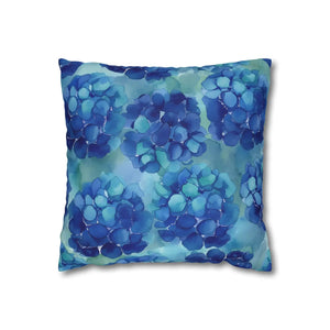 Blue Hydrangea Square Pillowcase Poly Canvas - Dipaliz - Chair & Sofa Cushion Covers