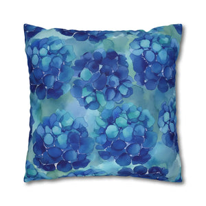 Blue Hydrangea Square Pillowcase Poly Canvas - Dipaliz - Chair & Sofa Cushion Covers