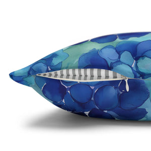 Blue Hydrangea Square Pillowcase Poly Canvas - Dipaliz - Chair & Sofa Cushion Covers