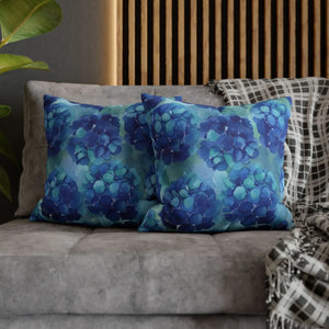 Blue Hydrangea Square Pillowcase Poly Canvas - Dipaliz - Chair & Sofa Cushion Covers