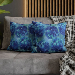 Blue Hydrangea Square Pillowcase Poly Canvas - Dipaliz - Chair & Sofa Cushion Covers