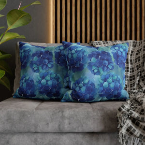 Blue Hydrangea Square Pillowcase Poly Canvas - Dipaliz - Chair & Sofa Cushion Covers