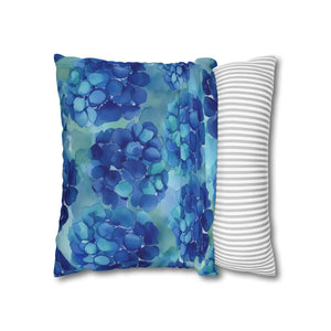 Blue Hydrangea Square Pillowcase Poly Canvas - Dipaliz - Chair & Sofa Cushion Covers