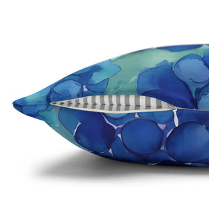 Blue Hydrangea Square Pillowcase Poly Canvas - Dipaliz - Chair & Sofa Cushion Covers