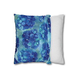 Blue Hydrangea Square Pillowcase Poly Canvas - Dipaliz - Chair & Sofa Cushion Covers