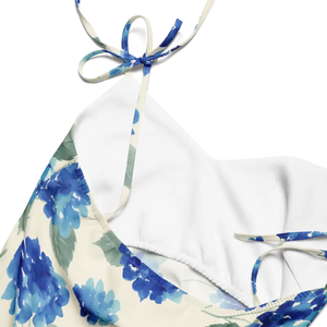 Blue Hydrangea Midi Dress Built-in Bra Flirty Style - Dipaliz - Dresses