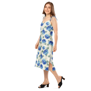 Blue Hydrangea Midi – Built-in Bra Cotton - Dipaliz - Dresses - Xs