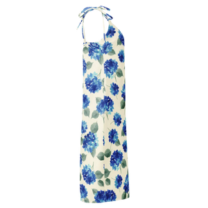 Blue Hydrangea Midi – Built-in Bra Cotton - Dipaliz - Dresses - Xs
