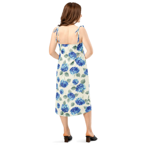 Blue Hydrangea Midi – Built-in Bra Cotton - Dipaliz - Dresses - Xs