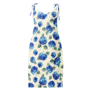 Blue Hydrangea Midi – Built-in Bra Cotton - Dipaliz - Dresses - Xs