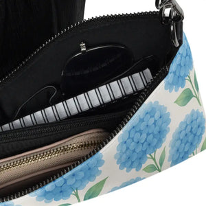 Blue Hydrangeas Crossbody Faux Leather Chic Bag - Dipaliz - Cross Body Bags